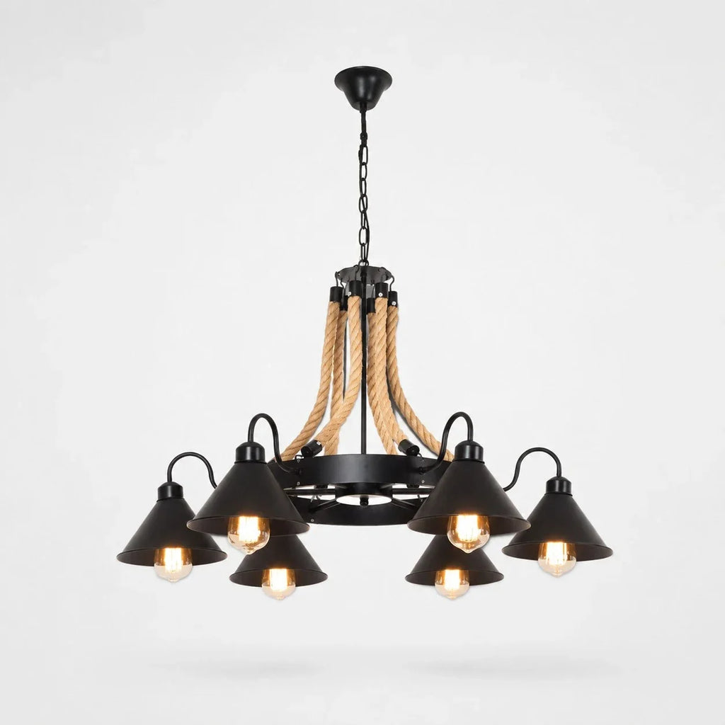 Rustic Farmhouse Rope Chandelier | Souliia