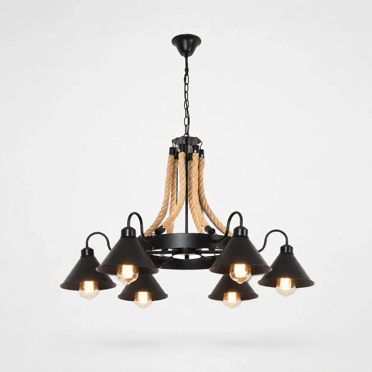 Rustic Farmhouse Rope Chandelier | Souliia