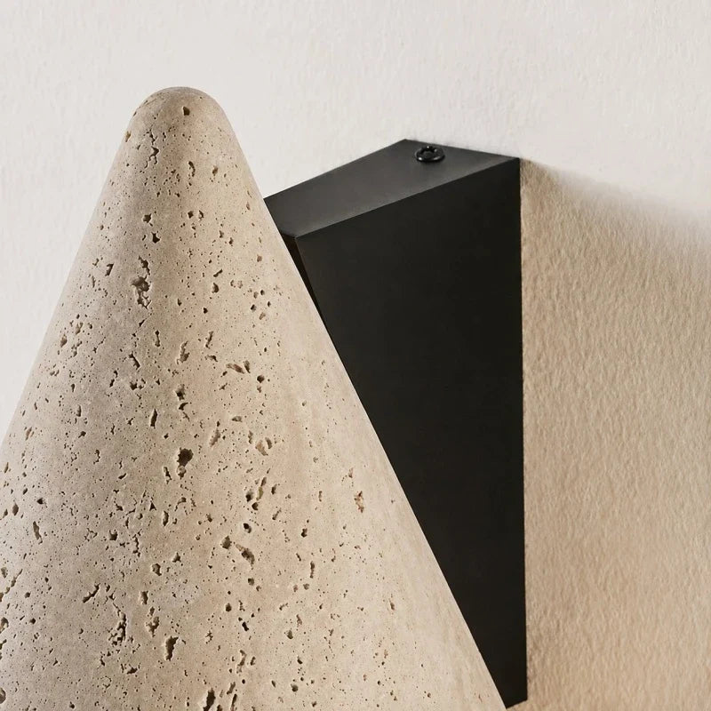 Natural Travertine Cone Wall Sconce | Souliia