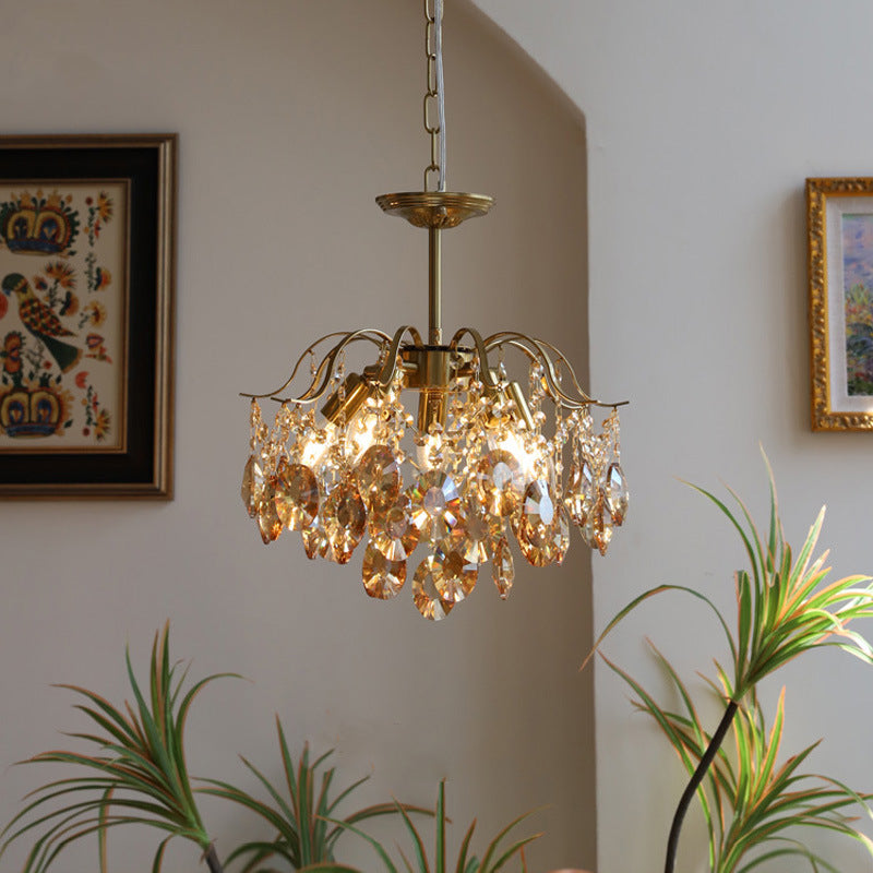 Lustrielle Sparkling Teardrop Branch Crystal Chandelier – Glamorous Retro Romantic Lighting for Dining Room | Souliia