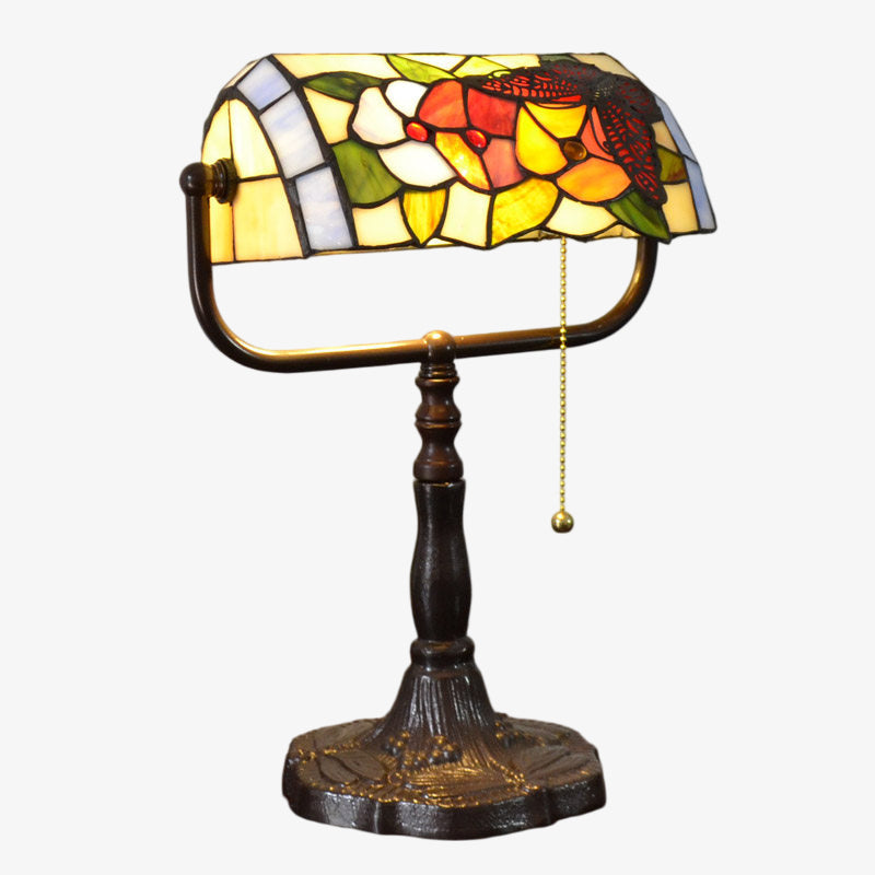TF Tivanny Floral Stained Glass Desk Lamp - Vintage Table Light for Bedroom Study Living Room | Souliia