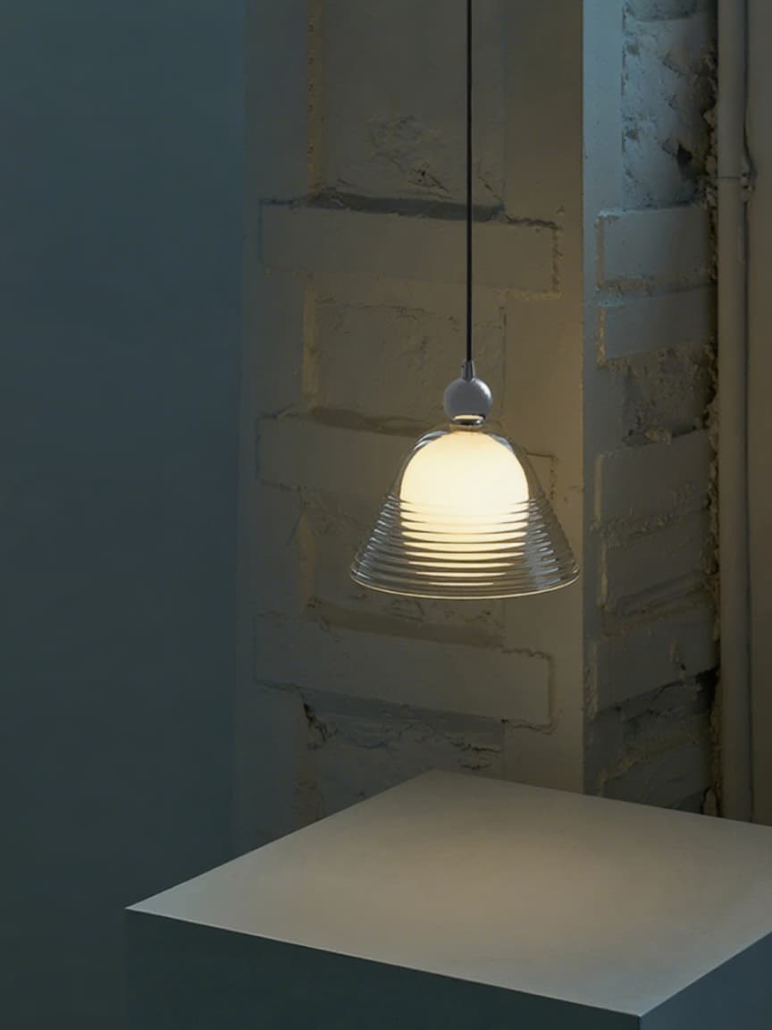 Sunset Pendant Light – Ribbed Glass Shade With Chrome technique - AFTERGLOW L1 | Souliia