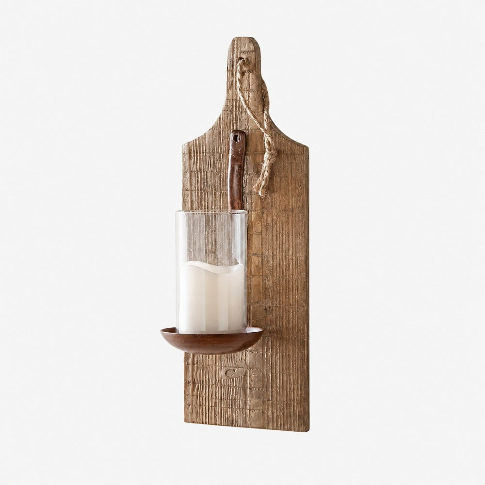 Rustic Farmhouse Wooden Wall Sconce | Souliia