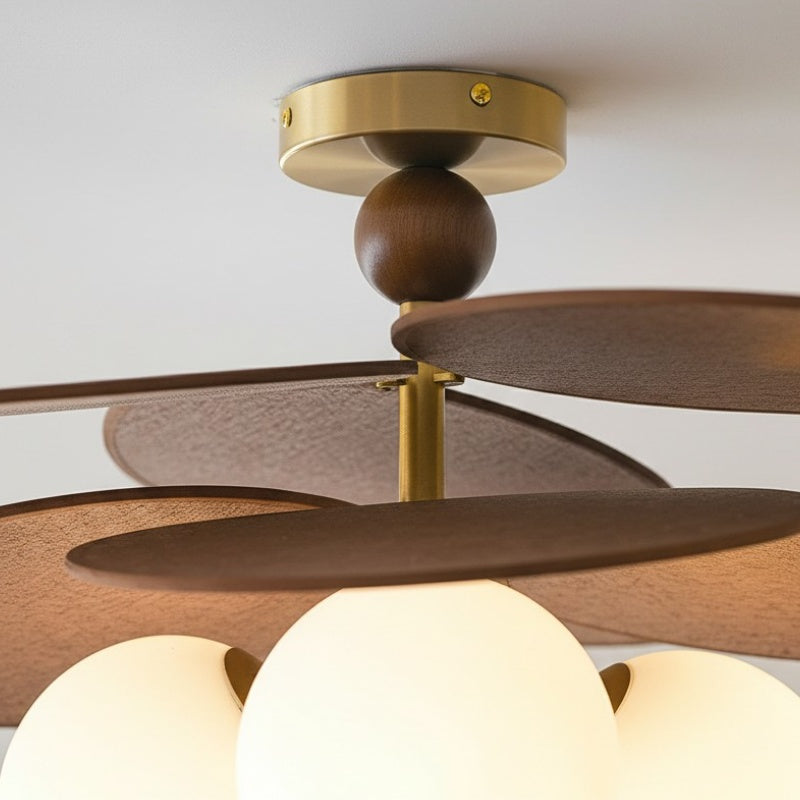 Orrise Cascading Leaf Ceiling Light - Modern Metal and Wood for Bedrooms and Living Rooms | Souliia