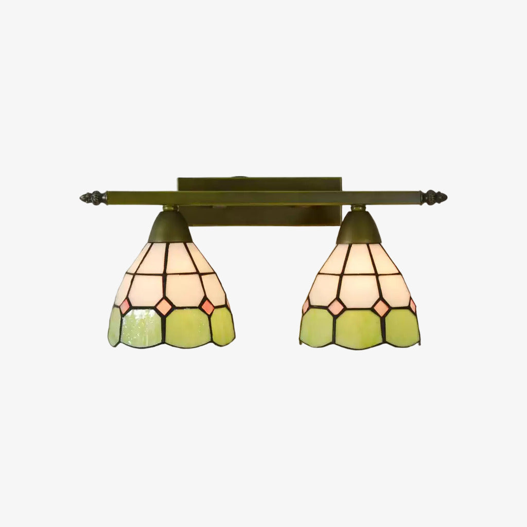 TF Tivanny Vintage Stil Schmink-Wandleuchte mit Buntglas-Dom für Badezimmer und Flur | Souliia