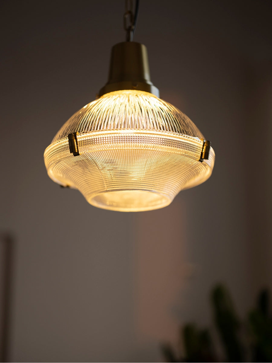 Ribbed Glass Pendant Light – Stylish Brass and Glass Pendant Light for Kitchen & Modern Interiors | Souliia