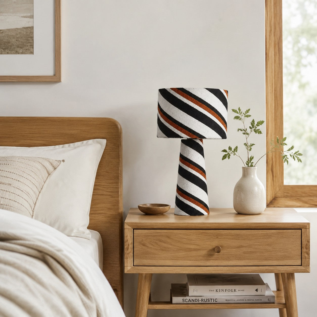 Striped Fabric Table Lamp | Souliia