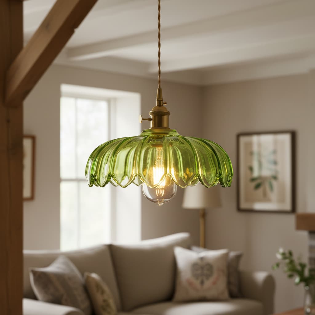 Petalbloom Rustikale Tulpen-Glas-Pendelleuchte – Hängelampe im floralen Knospendesign für den Essbereich N58 | Souliia