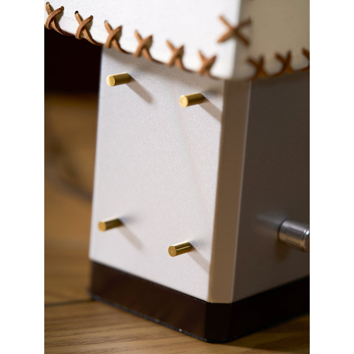 Modern Geometric Metal Table Lamp – Parchment Shade for Bedroom Nightstand Lighting | Souliia