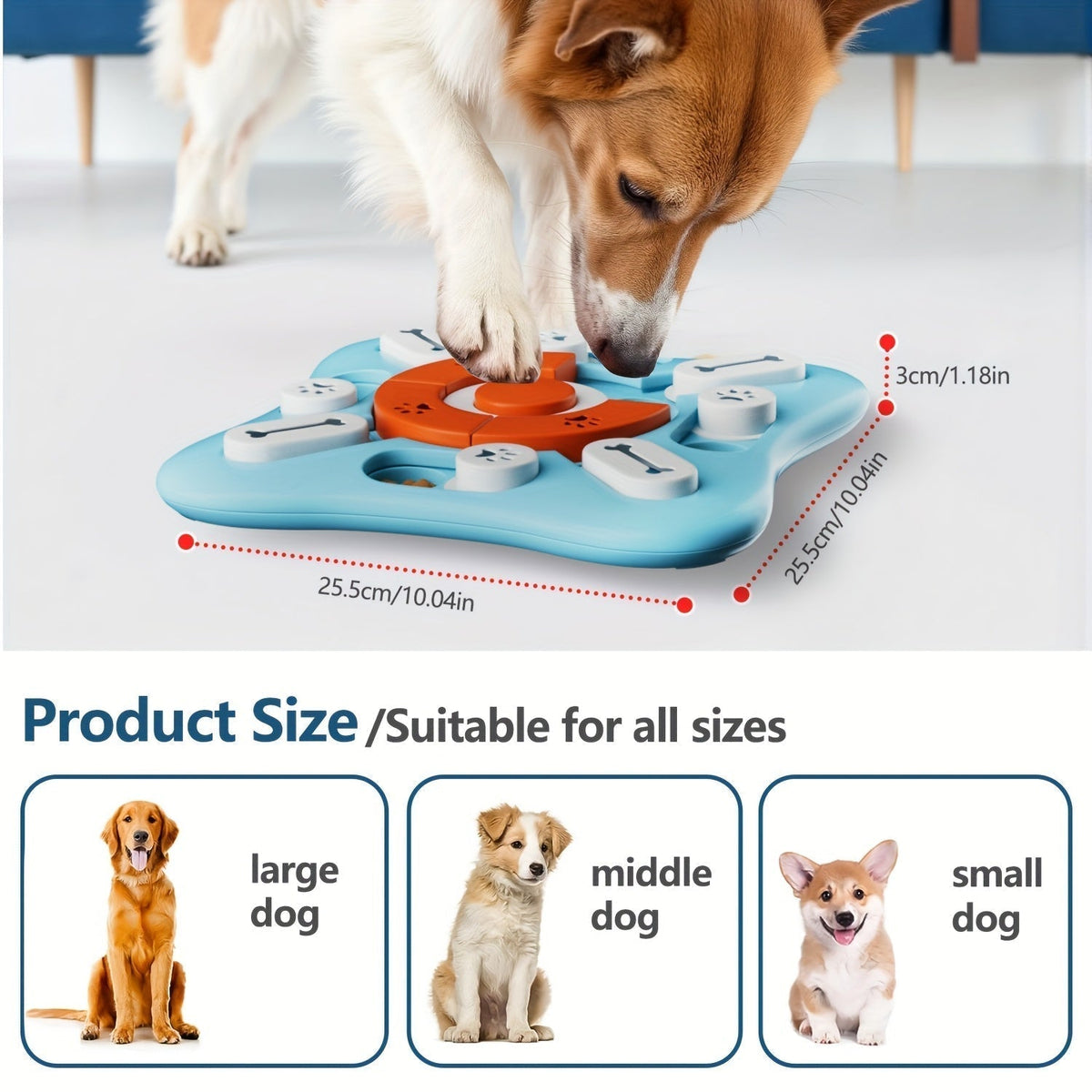 BrainFetch Interactive Puzzle IQ Slow Feeder — Sliding Compartment System, Cognitive Eating Trainer for Dogs