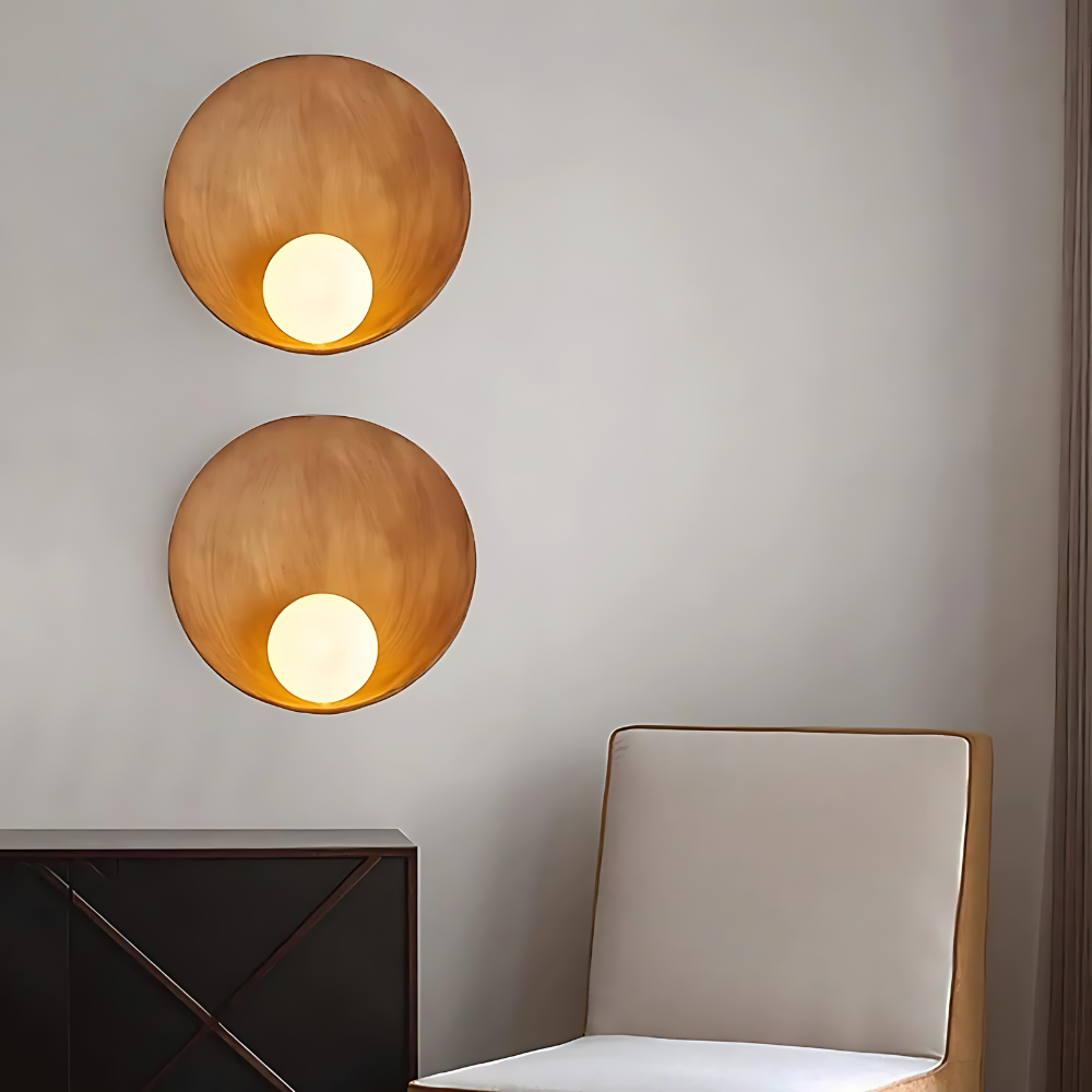 Serenity Modern Resin Japandi Metal Wall Lamp | Souliia