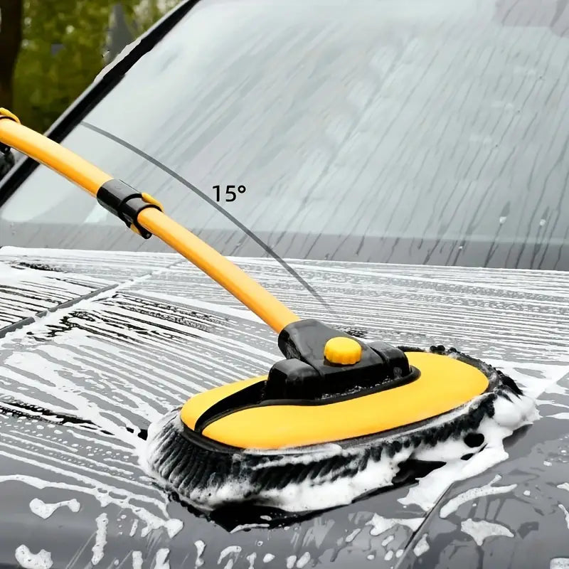Cepillo profesional para lavar automóviles — Diseño curvado de 15°, cabezal giratorio de 90°