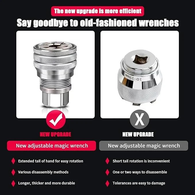 Universal Socket Wrench — Adjustable Grip for Damaged Fasteners