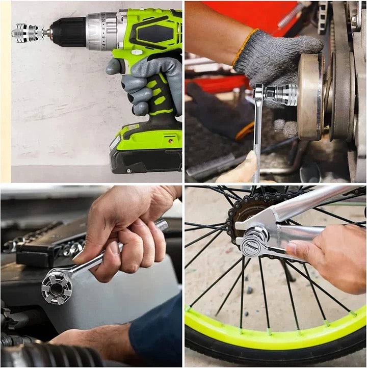 Universal Socket Wrench — Adjustable Grip for Damaged Fasteners