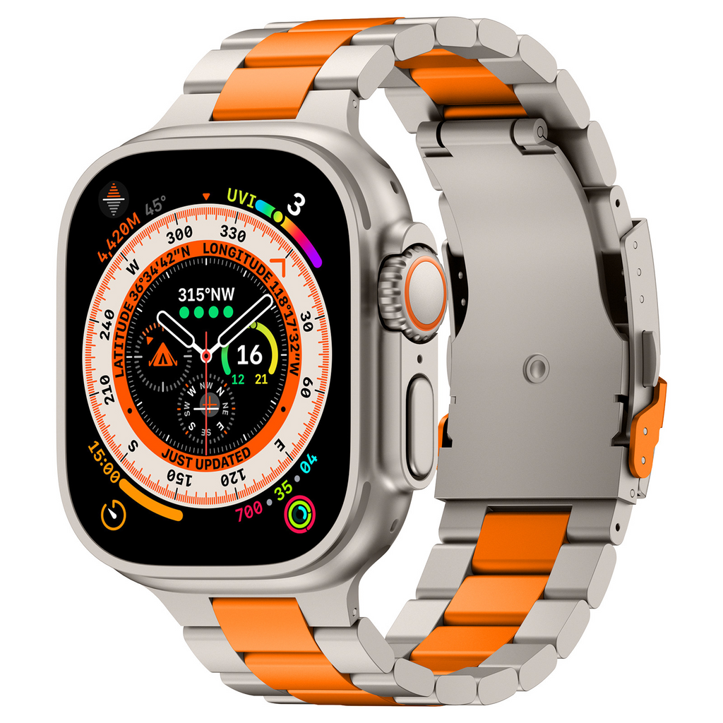 AeroGuard Apple Watch Band — Slim Titanium Strap, Folding Safety Buckle