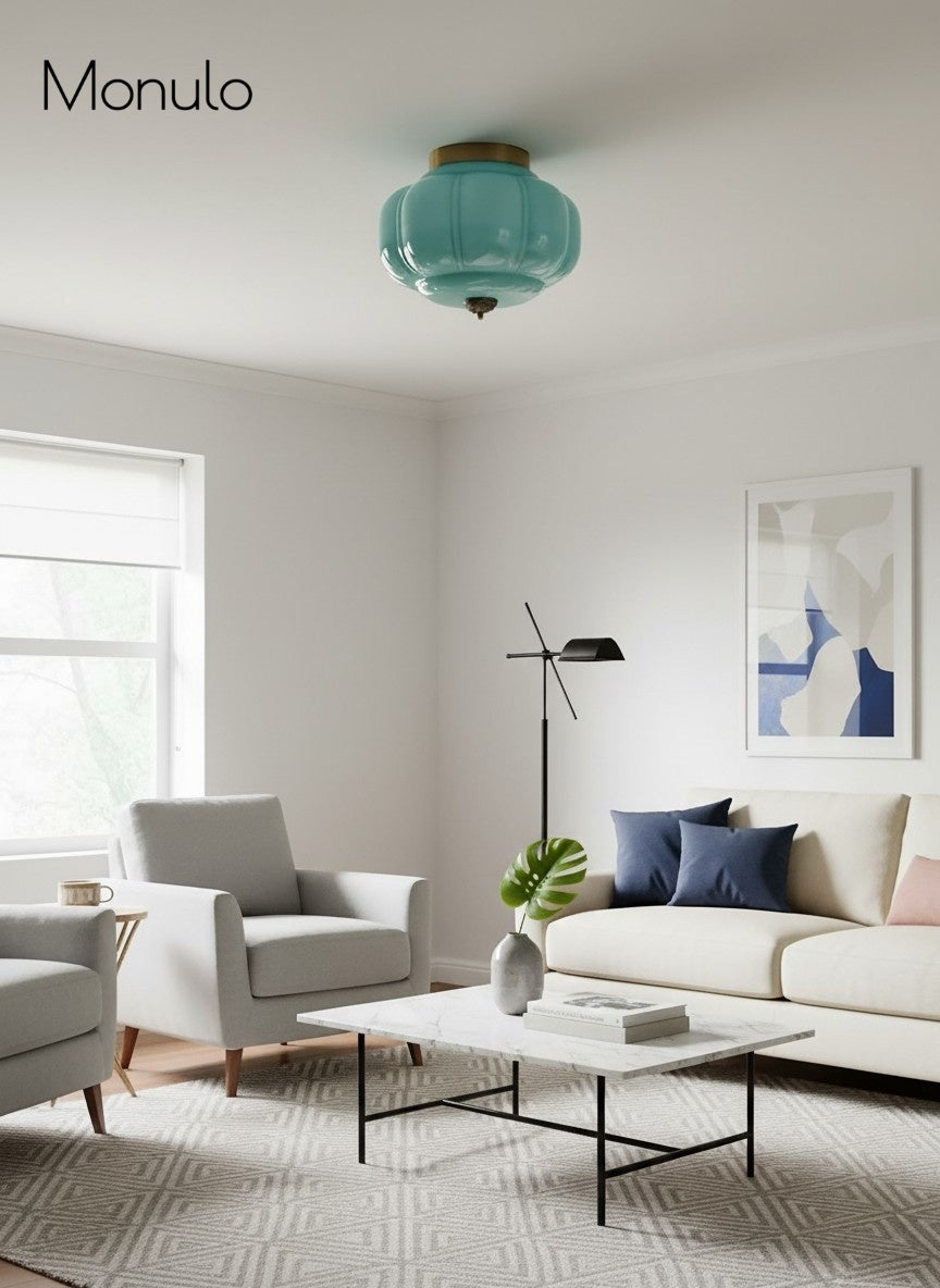 Retro Milk Semi Flush Mount Eloise Ceiling Light | Souliia