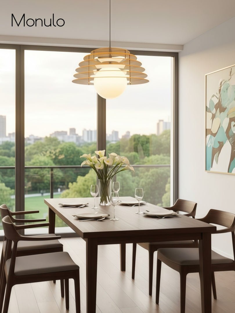 Sunrise Pendelleuchte – Ambient-Pendelleuchte mit Bauhaus Memphis Geometrie – AFTERGLOW S5 | Souliia