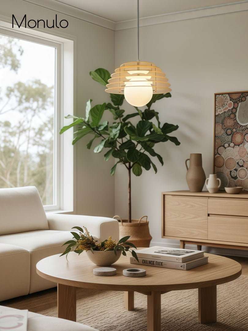 Sunrise Pendelleuchte – Ambient-Pendelleuchte mit Bauhaus Memphis Geometrie – AFTERGLOW S5 | Souliia