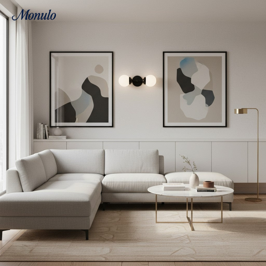 Lumio Globe moderne geometrische Wandleuchte – elegante Art-Deco-Waschtischleuchte für Gäste-WC oder Flur | Souliia