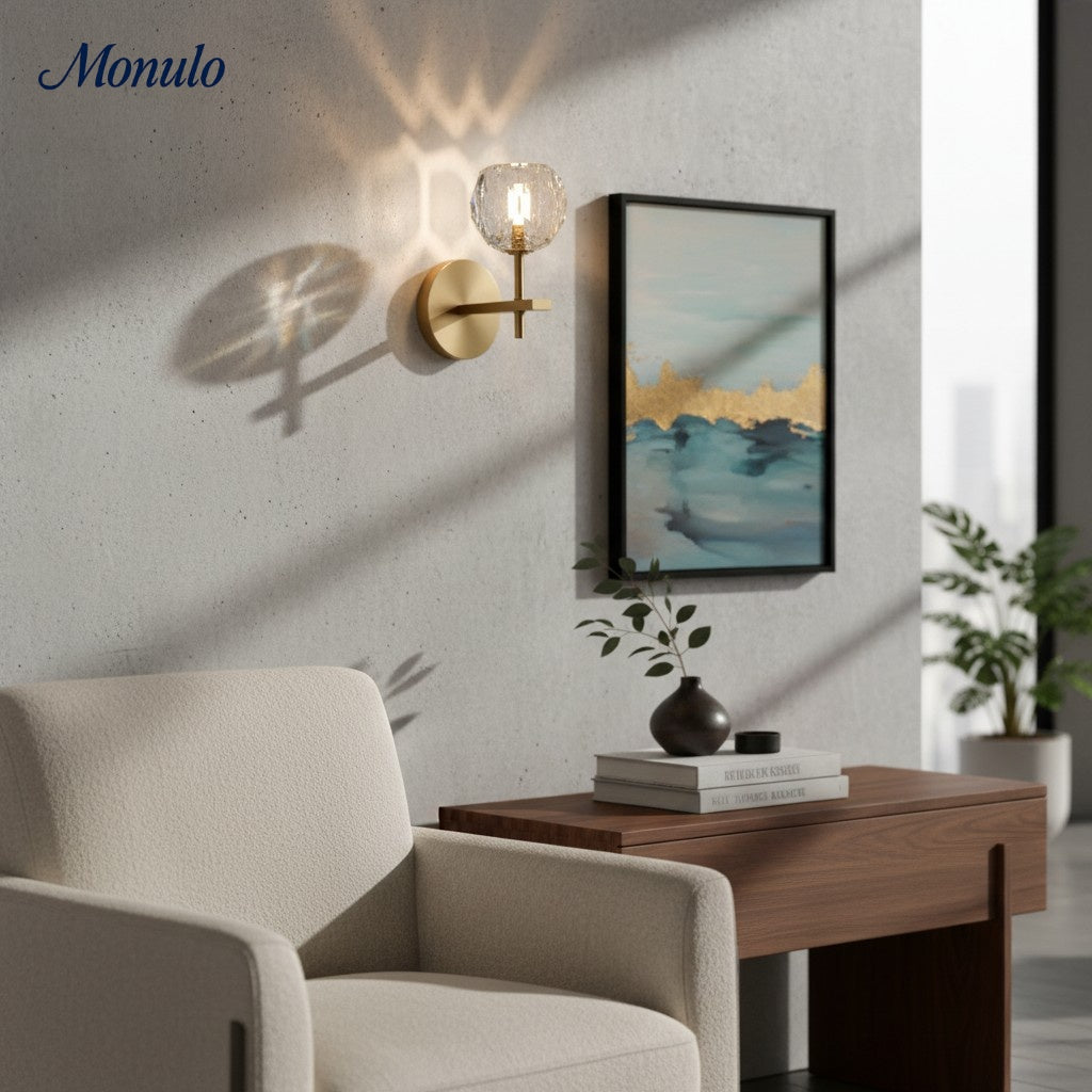 Lustrielle Clear Glass Cylindrical Wall Sconce – Modern Luxury Wall Light for Hallway | Souliia