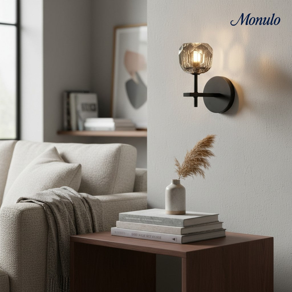 Lustrielle Clear Glass Cylindrical Wall Sconce – Modern Luxury Wall Light for Hallway | Souliia