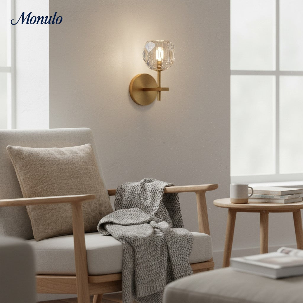 Lustrielle Clear Glass Cylindrical Wall Sconce – Modern Luxury Wall Light for Hallway | Souliia