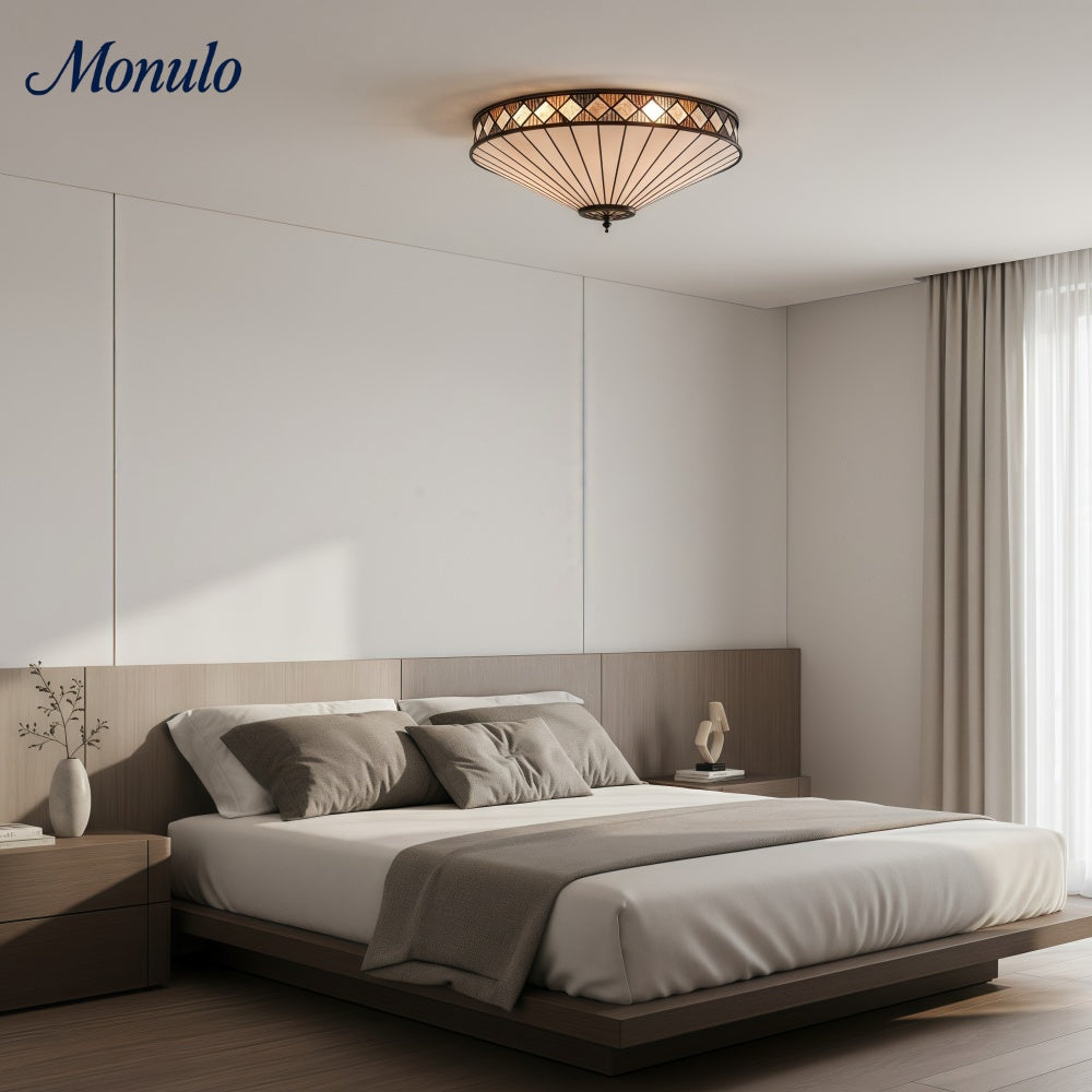 Lustrielle Vintage Artistic Crystal Glass Flush Mount Ceiling Light for Modern Interiors | Souliia