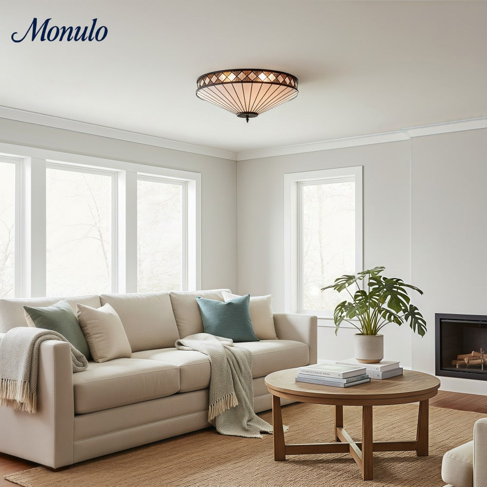 Lustrielle Vintage Artistic Crystal Glass Flush Mount Ceiling Light for Modern Interiors | Souliia