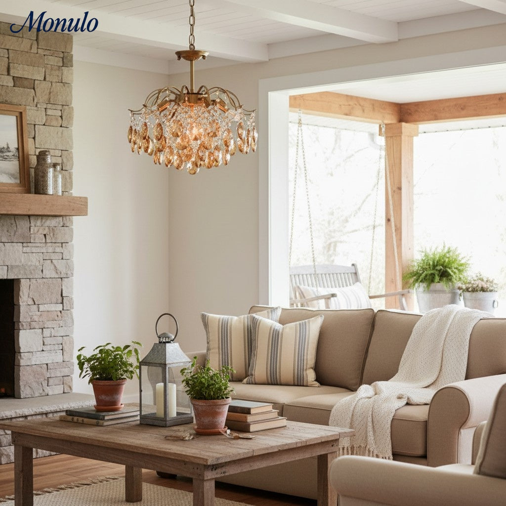 Lustrielle Sparkling Teardrop Branch Crystal Chandelier – Glamorous Retro Romantic Lighting for Dining Room | Souliia