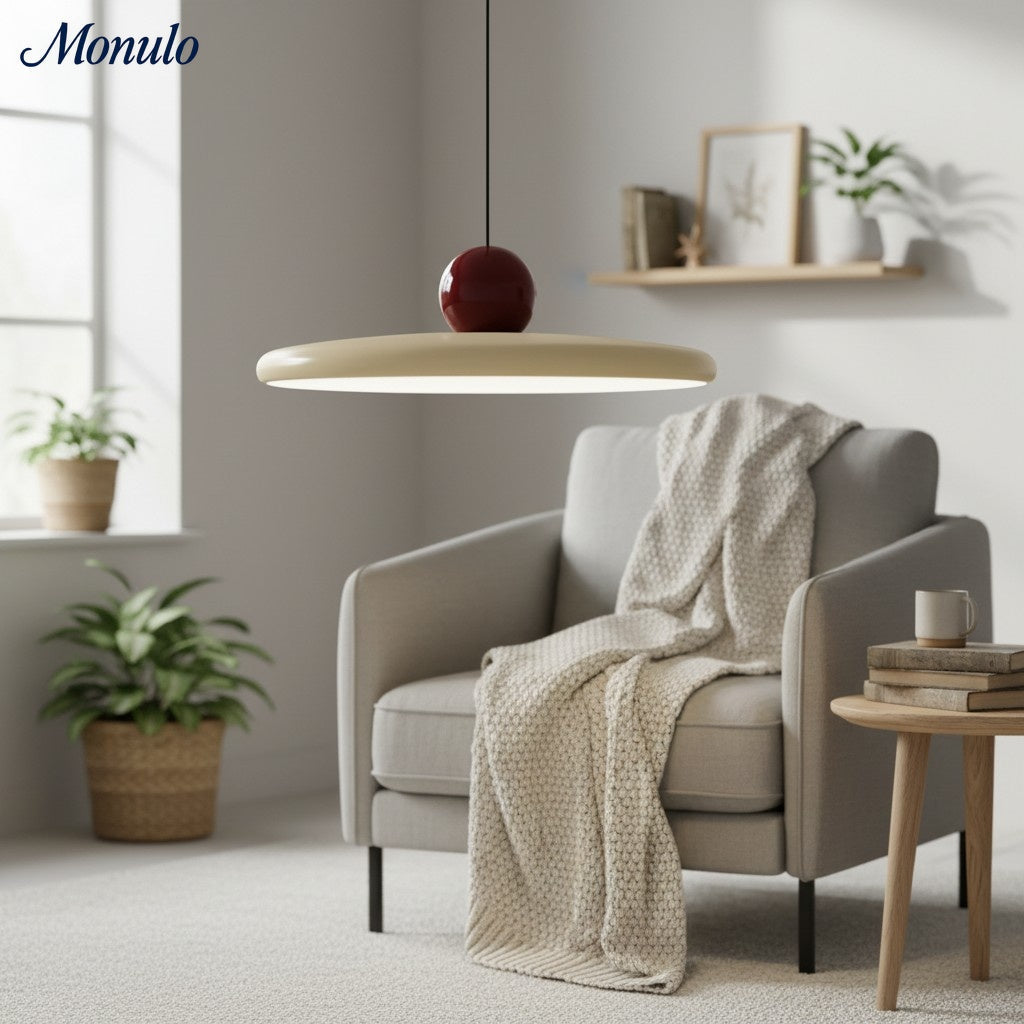 Lampada a sospensione Verdoma con disco e sfera - Lampada a sospensione in stile nordico per isole cucina e sale da pranzo | Souliia