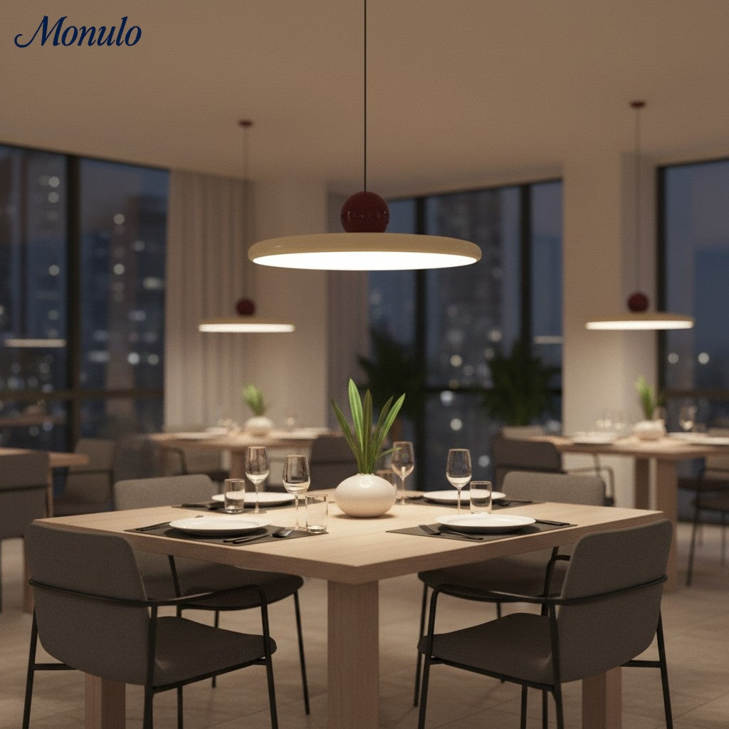 Lampada a sospensione Verdoma con disco e sfera - Lampada a sospensione in stile nordico per isole cucina e sale da pranzo | Souliia