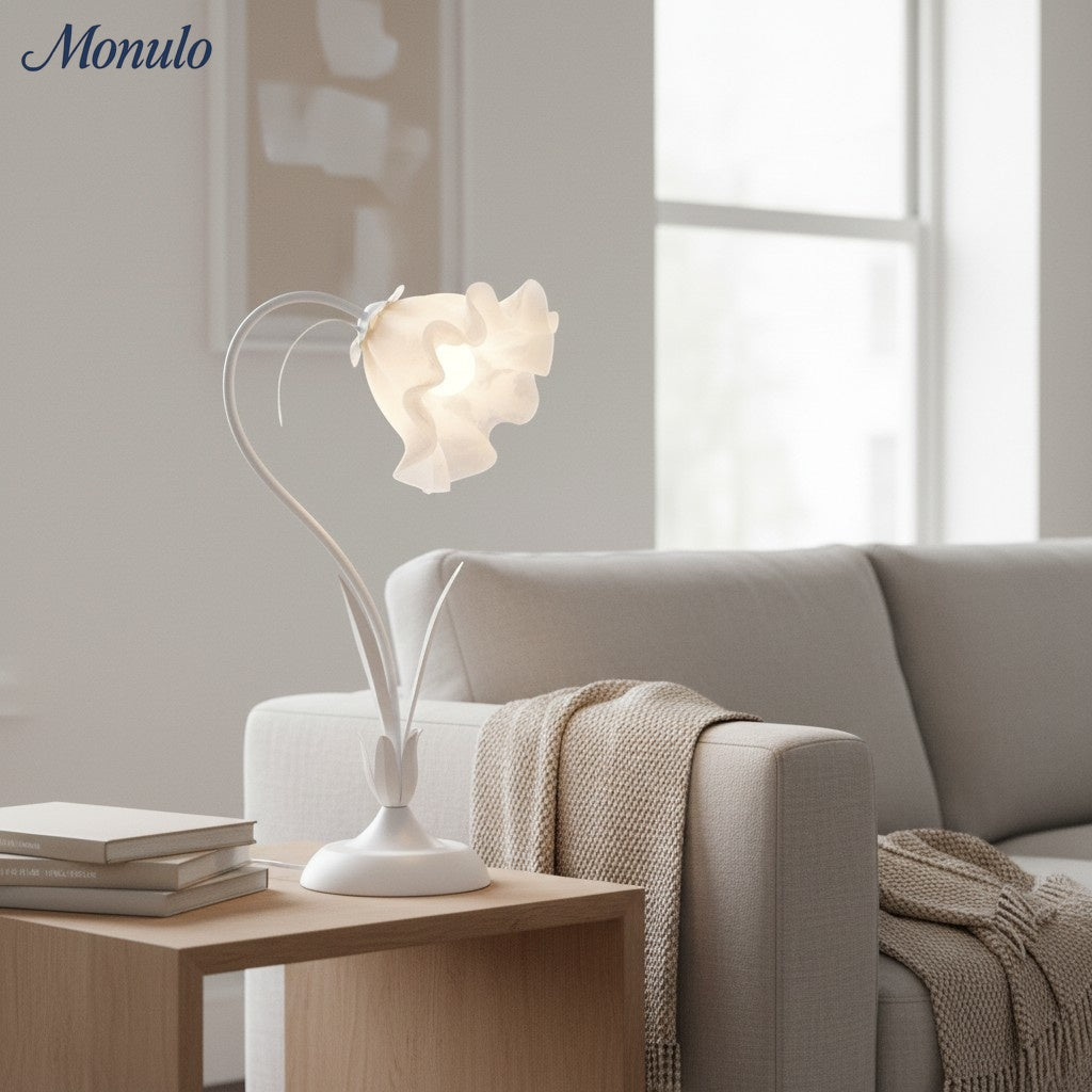 Lampada da tavolo regolabile Verdoma a forma di fiore di giglio con elegante paralume floreale per camera da letto e soggiorno | Souliia