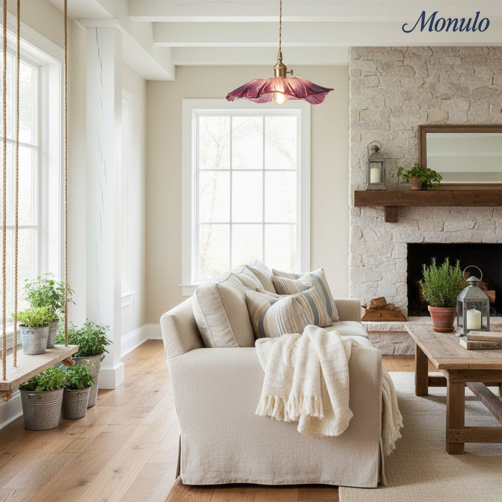 Verdoma Floral Glass Pendant - Vintage Style Hanging Light for Dining Rooms | Souliia