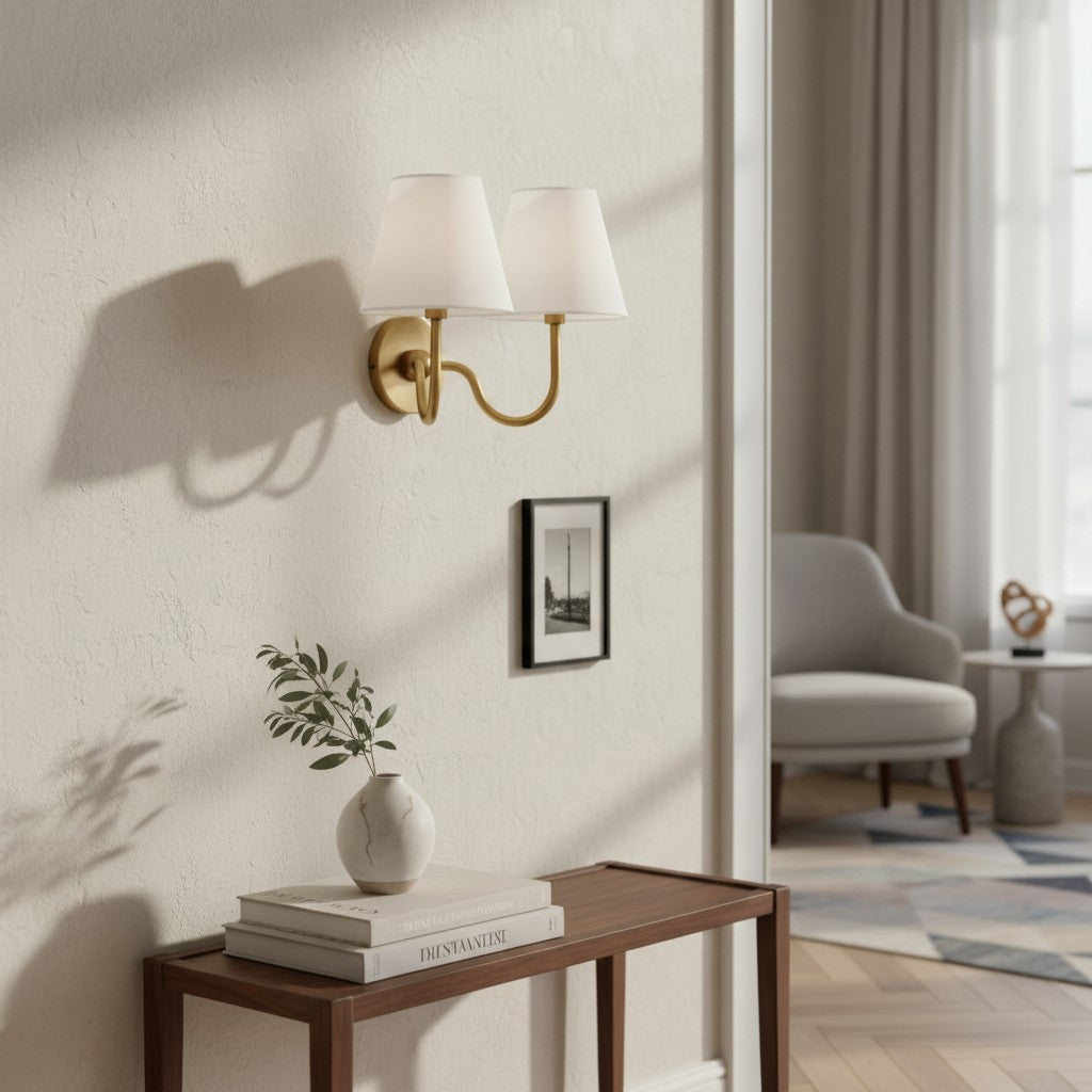Luvora Fabric Shade Wall Sconce with Drum Shade - Classic Pleated Sconce Light | Souliia