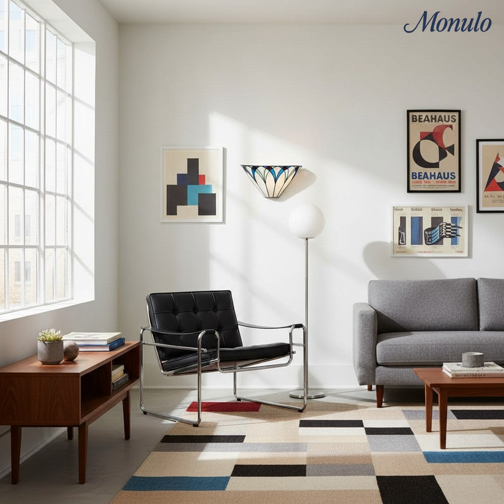 TF Antik inspirierte Buntglas-Wandleuchte mit geometrischem Schirm – Art Deco Stil Wandleuchte für Wohnzimmer und Flure | Souliia