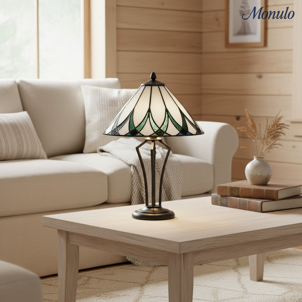 TF Handgeblasene Wasserwellen-Glas-Tischlampe – Klassische Tischbeleuchtung für Sofa-Beistelltisch und Nachttisch | Souliia