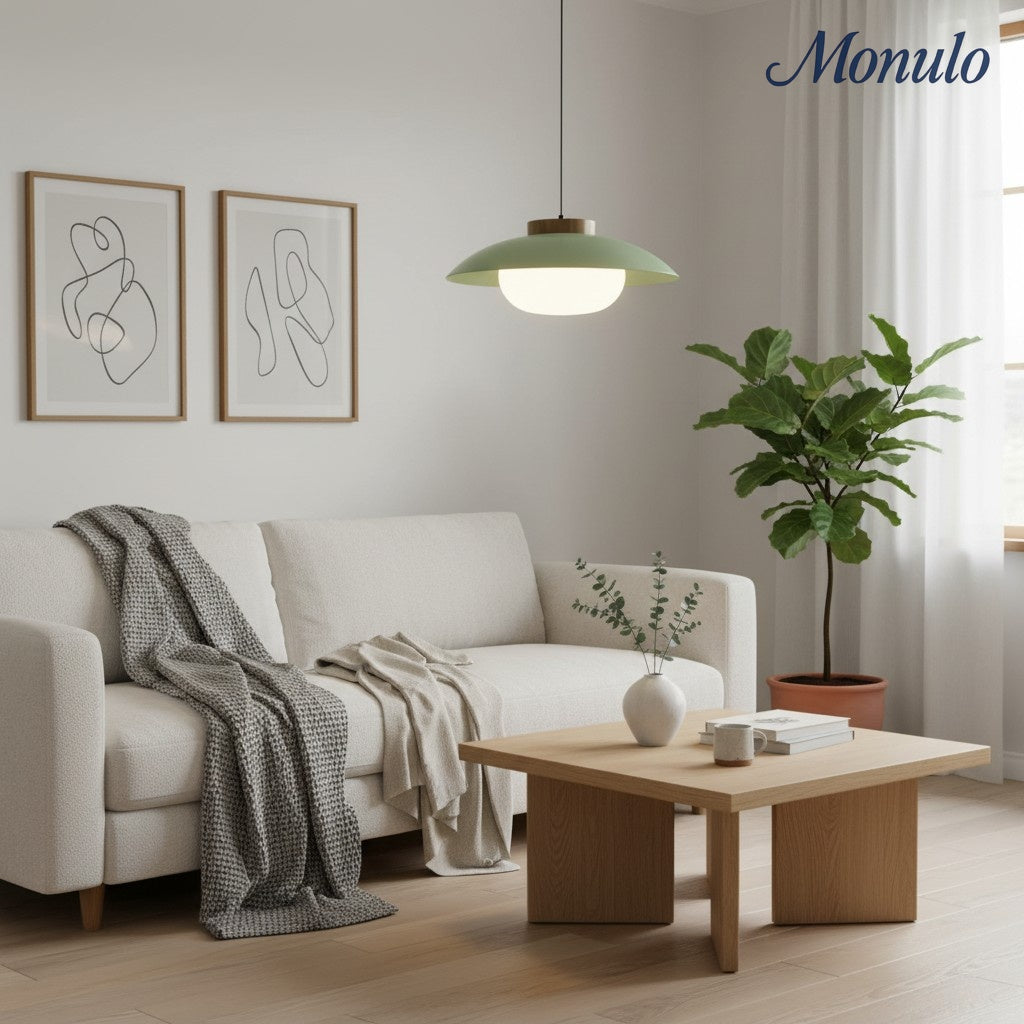Elegancka lampa wisząca Oribela w kształcie spodka o smukłym profilu – nowoczesna minimalistyczna lampa do jadalni i nad wyspę kuchenną | Souliia