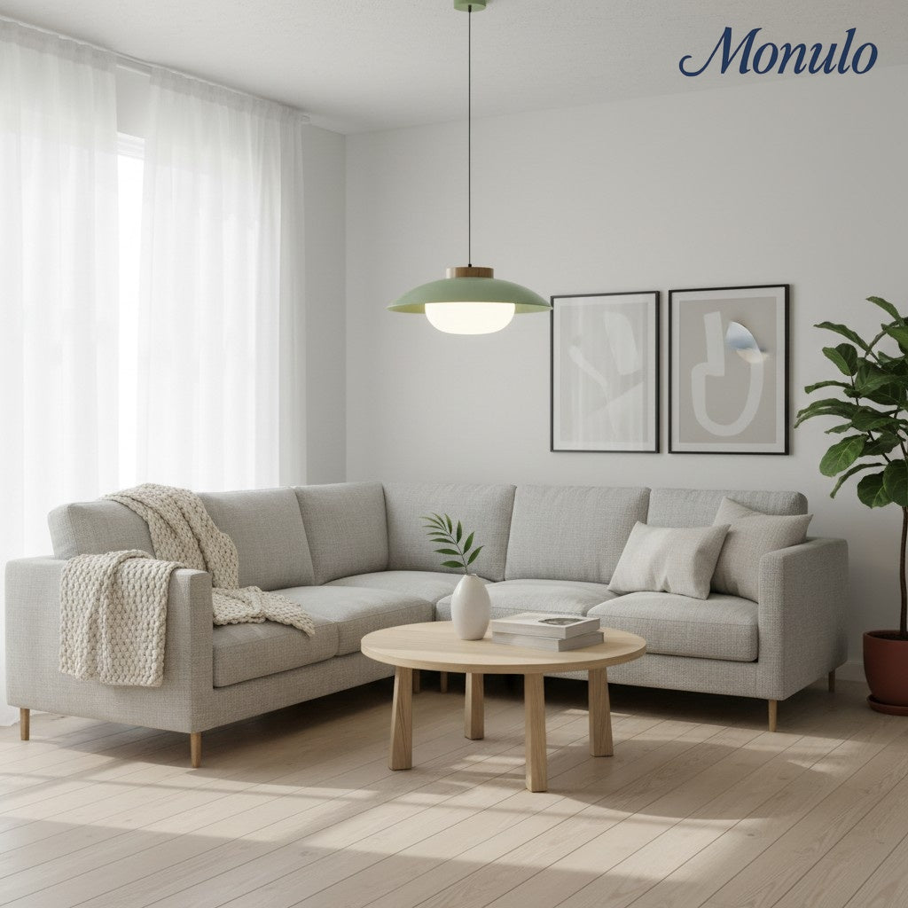 Elegancka lampa wisząca Oribela w kształcie spodka o smukłym profilu – nowoczesna minimalistyczna lampa do jadalni i nad wyspę kuchenną | Souliia