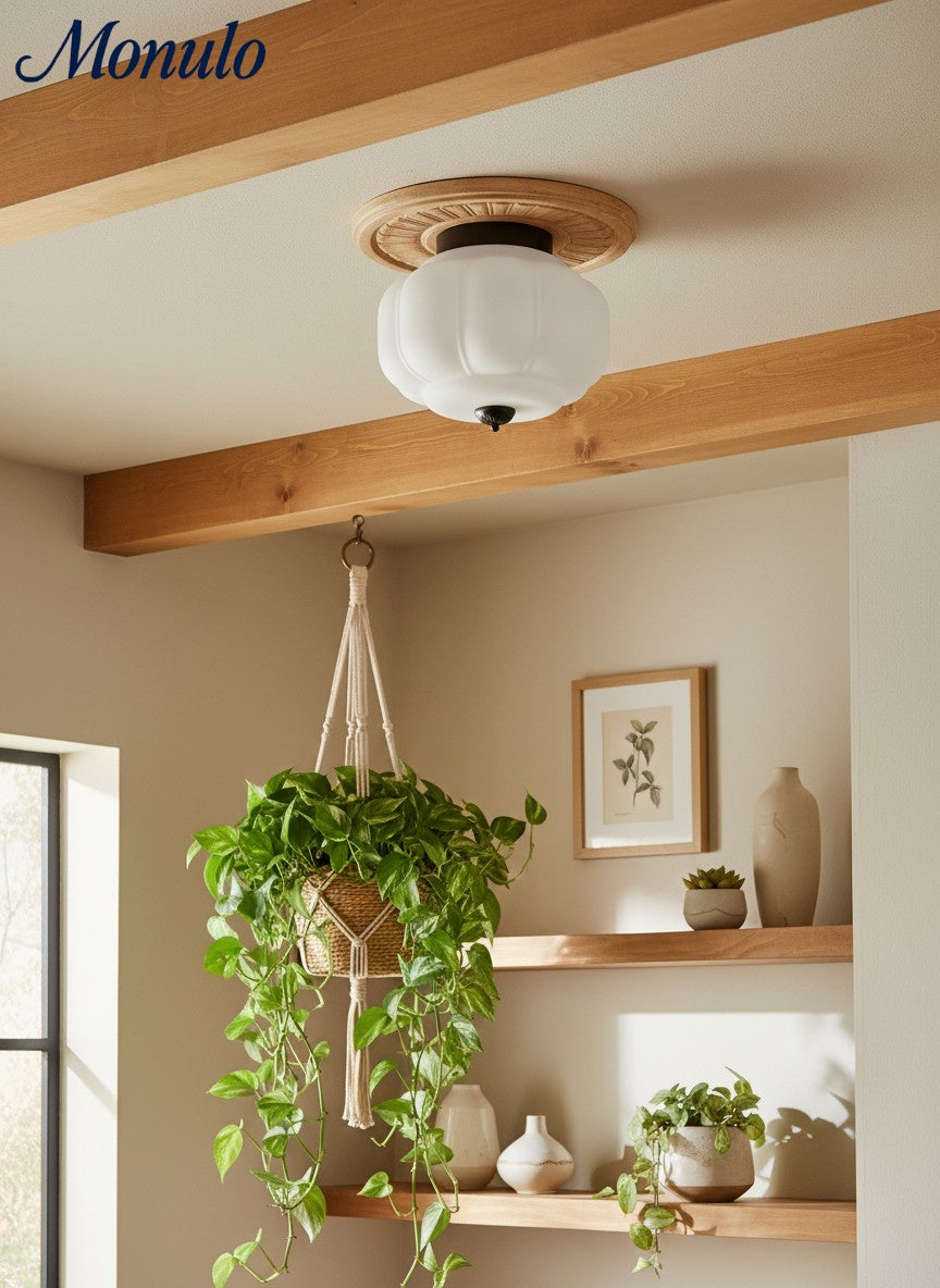 Retro Milk Semi Flush Mount Eloise Ceiling Light | Souliia