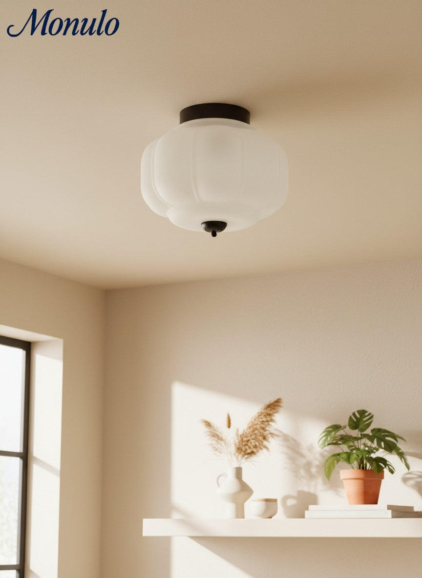 Retro Milk Semi Flush Mount Eloise Ceiling Light | Souliia