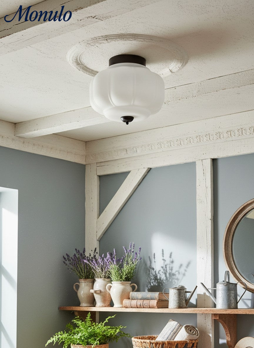 Retro Milk Semi Flush Mount Eloise Ceiling Light | Souliia