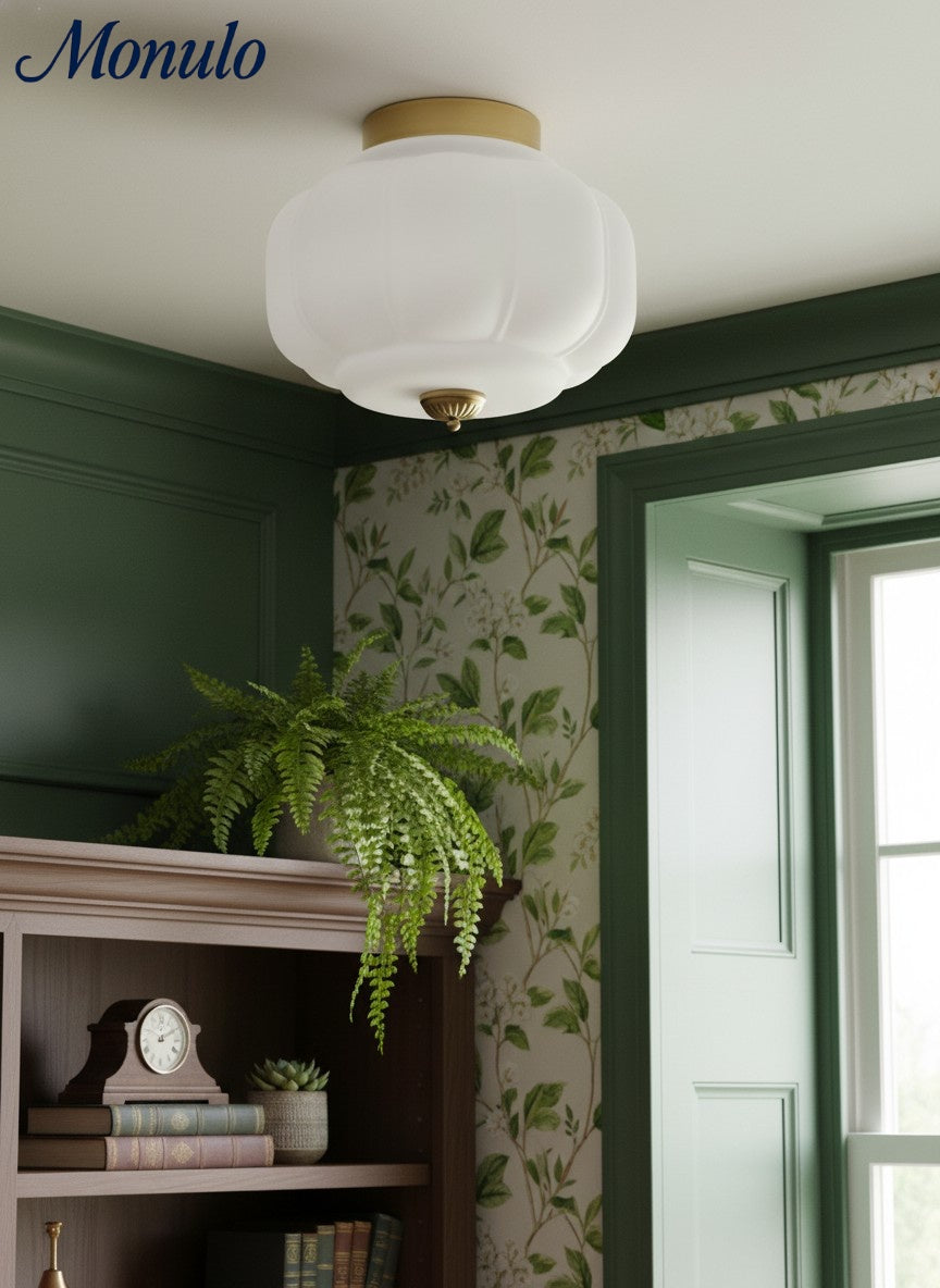 Retro Milk Semi Flush Mount Eloise Ceiling Light | Souliia