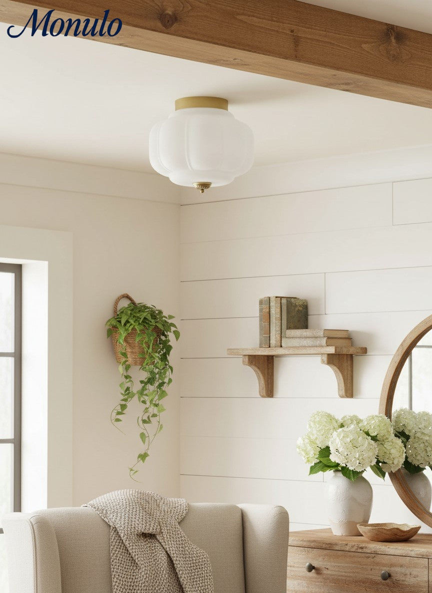 Retro Milk Semi Flush Mount Eloise Ceiling Light | Souliia