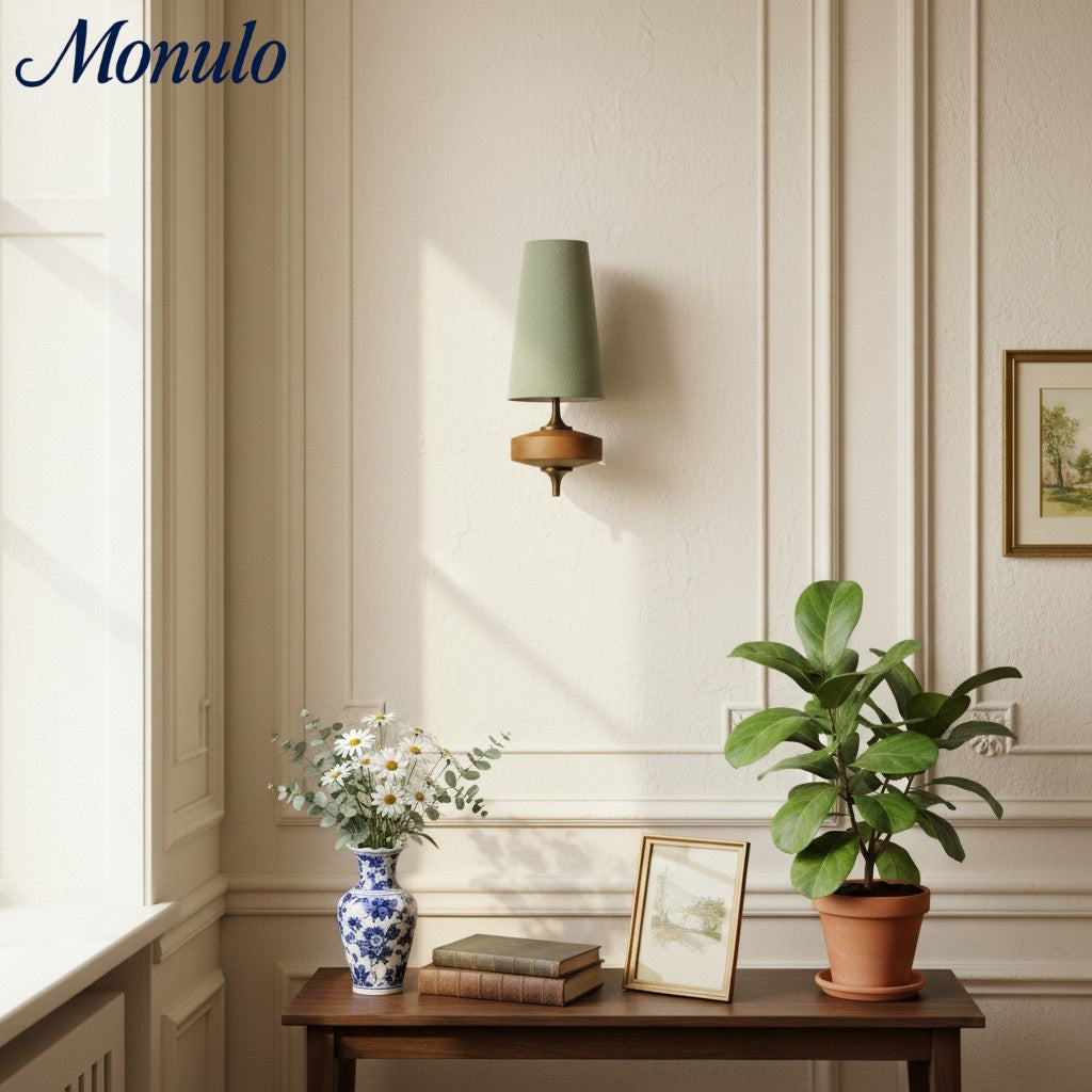 Rowan Retro Fabric Shade Wall Sconce – Classic Fabric Lighting For Bedroom | Souliia