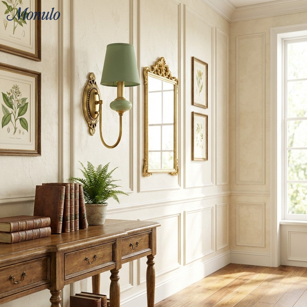 Rowan Classic Fabric Shade Sconce – Ceramic Wall Light for Hallway or Bedroom | Souliia