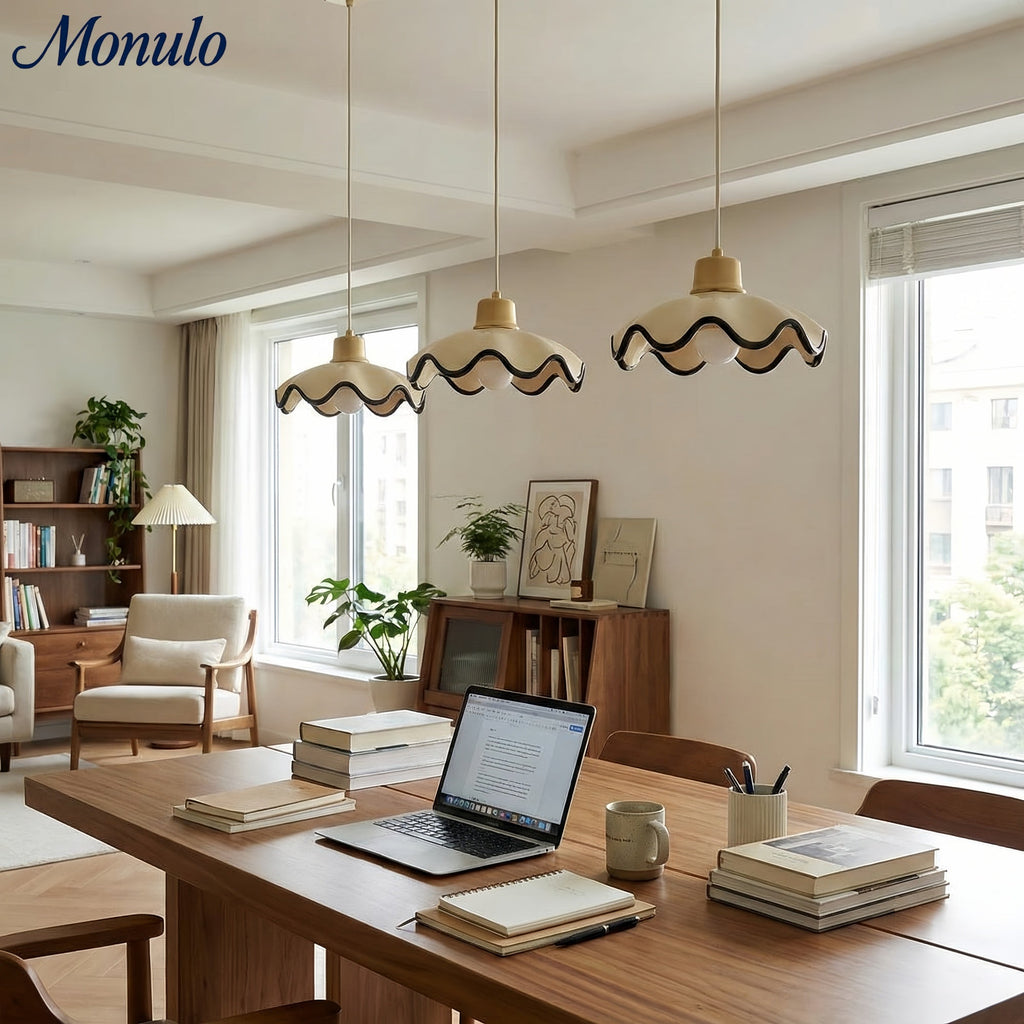 Resinova Wave-shaped Pendant Light - Modern Metallic Resin for Dining Rooms and kitchens | Souliia