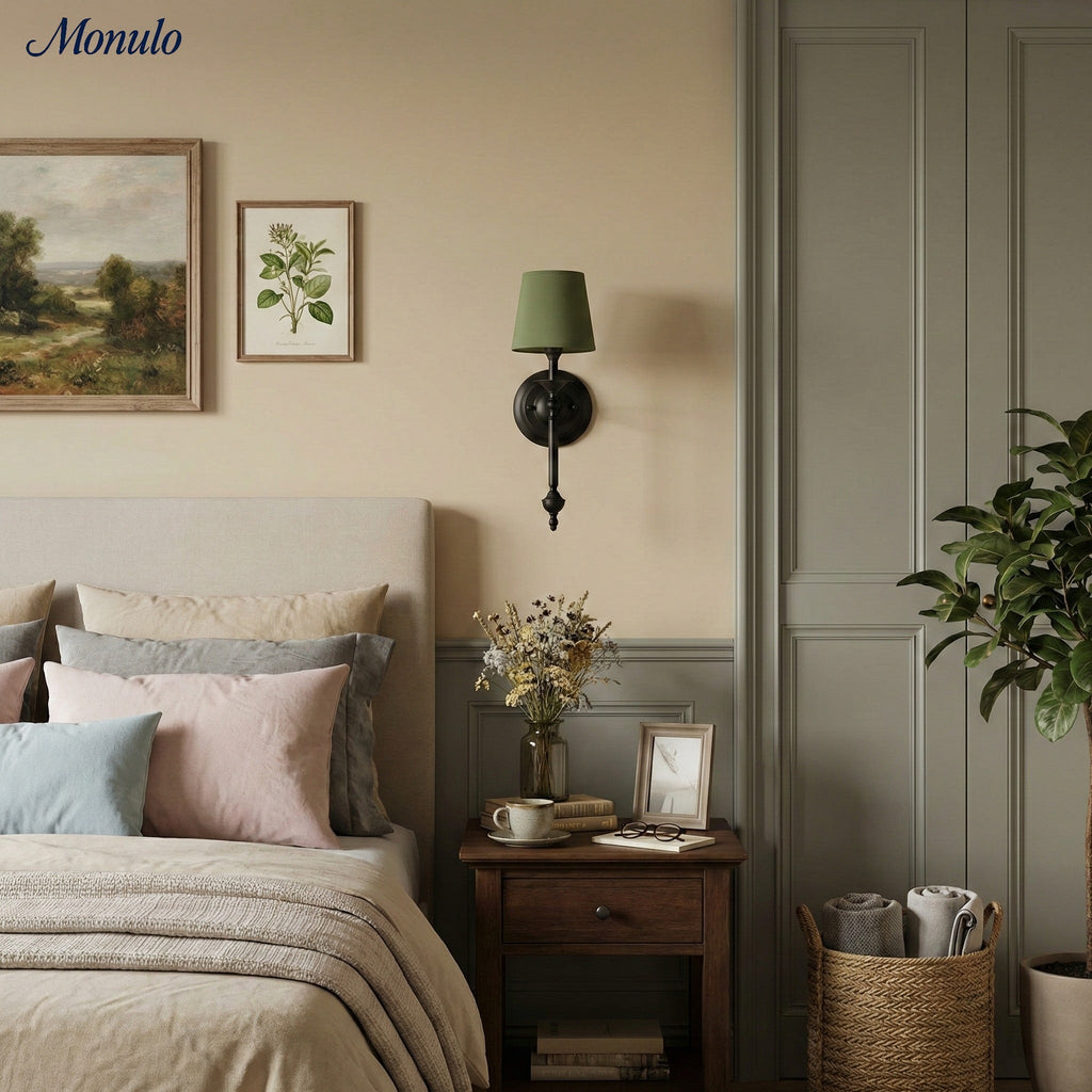 Rowan Fabric Shade Wall Sconce in Antique Copper - Vintage Luxury Light for Interiors | Souliia