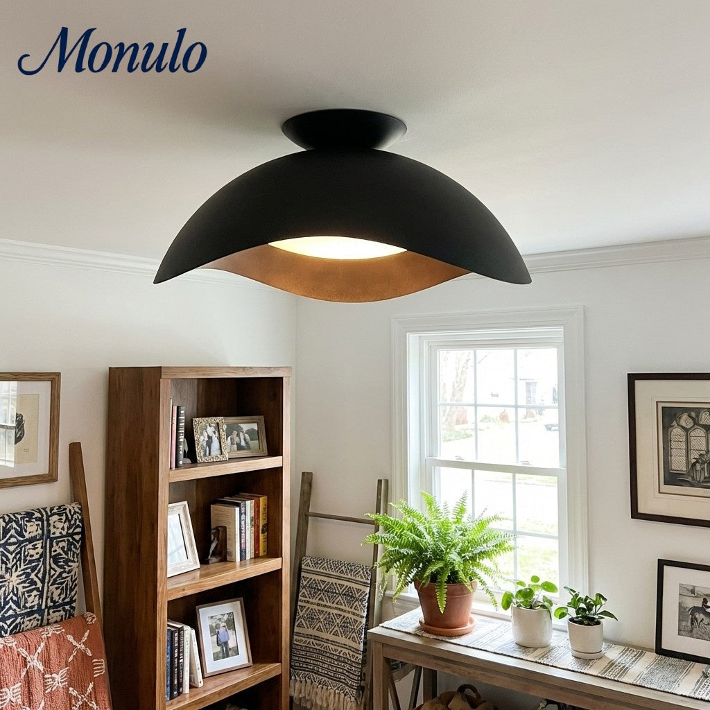 Simple Metal Wave Ceiling Light For Hallway | Souliia