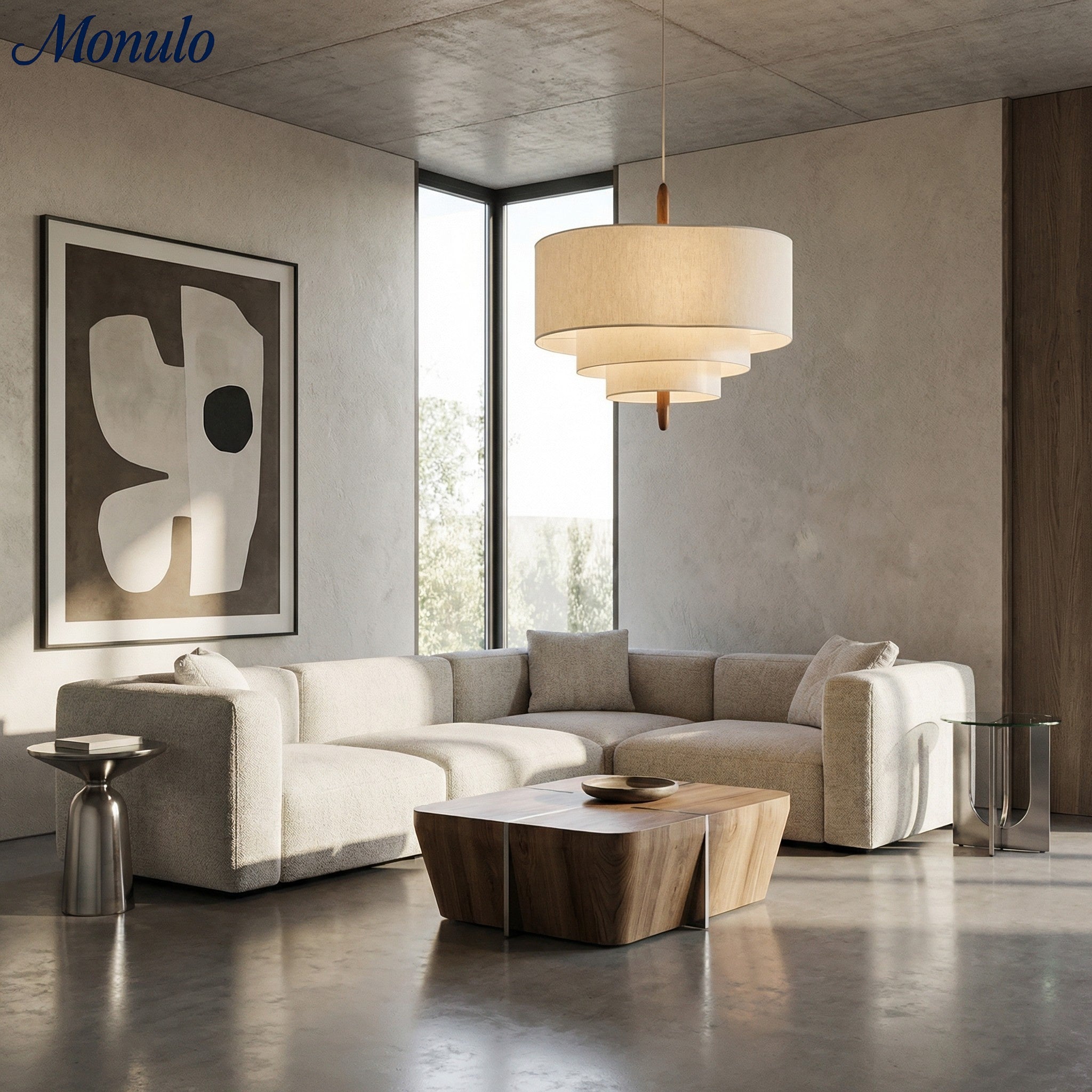 Softlume Wave Linen Shade Pendant Lamp - Modern Light for Dining Room | Souliia