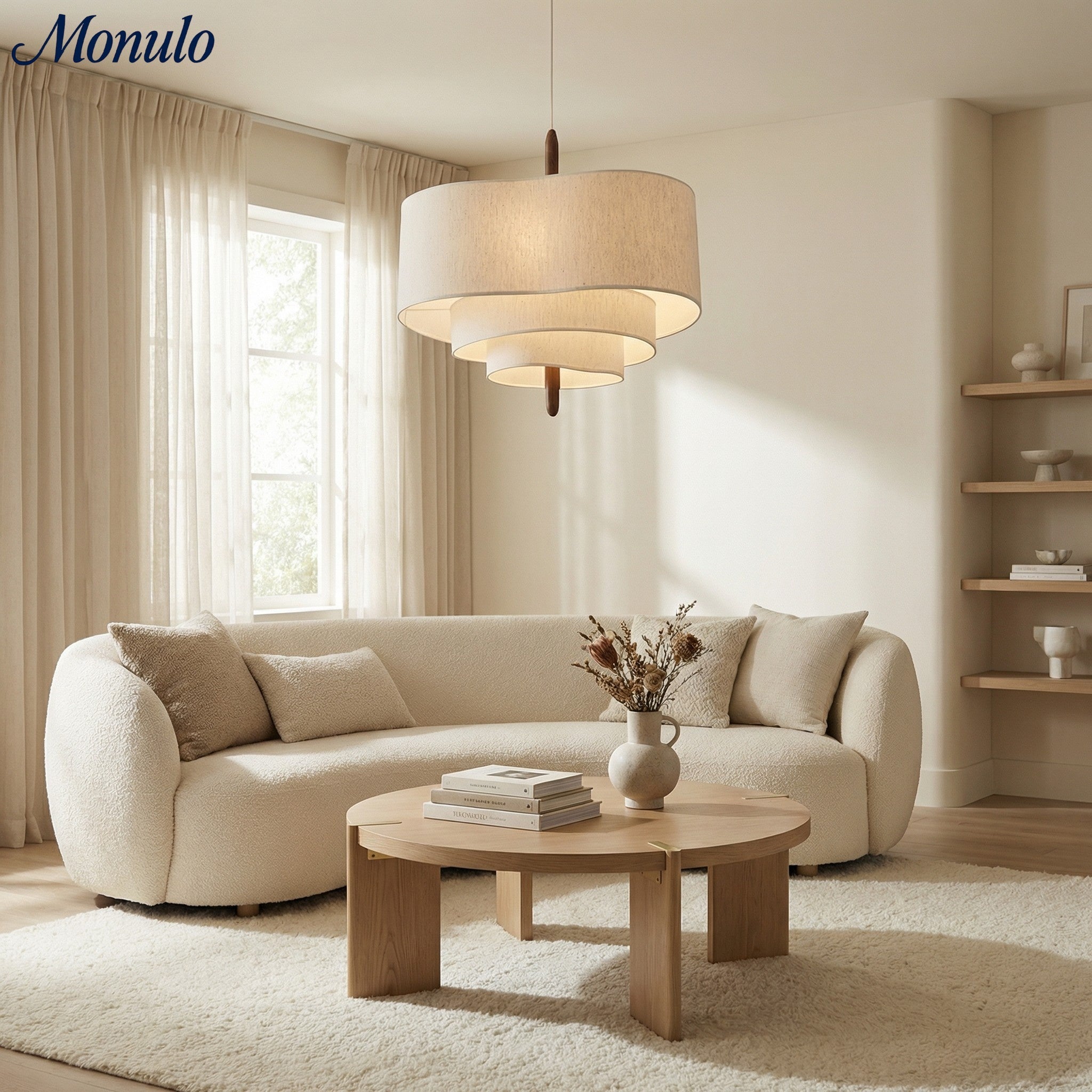 Softlume Wave Linen Shade Pendant Lamp - Modern Light for Dining Room | Souliia